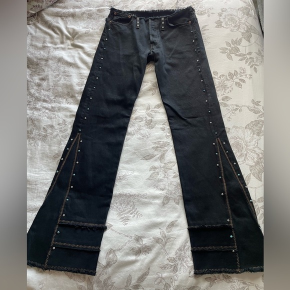 Vintage Y2K Upcycled Levi’s Flare Jeans Low Rise Embellished 28 Festival Bratz - Picture 1 of 14